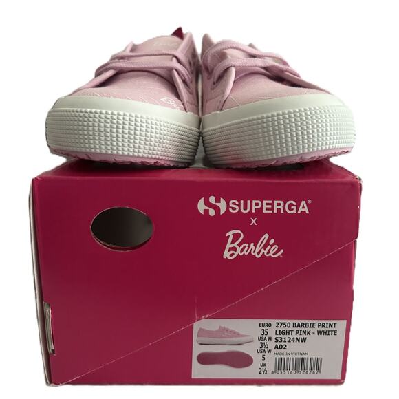 NIB SUPERGA 2750 Barbie Pink and White Print Lace up Sneakers Size 5 (35) - Picture 7 of 9